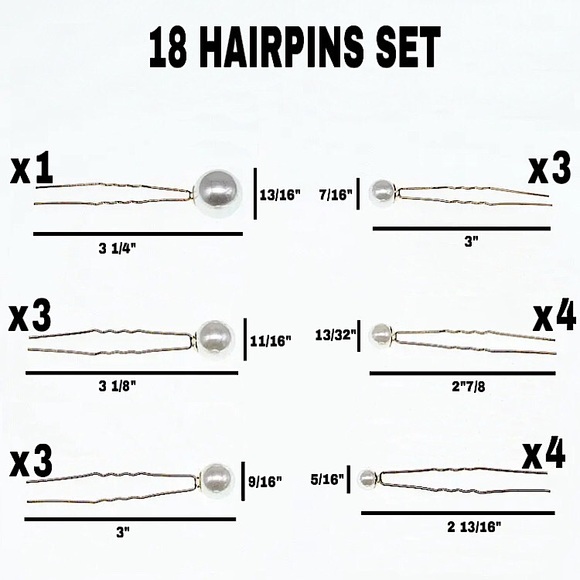 ⚜️[𝟯/$𝟯𝟴]⚜️NEW 18 Large Pearl Hairpins Set - Picture 7 of 9